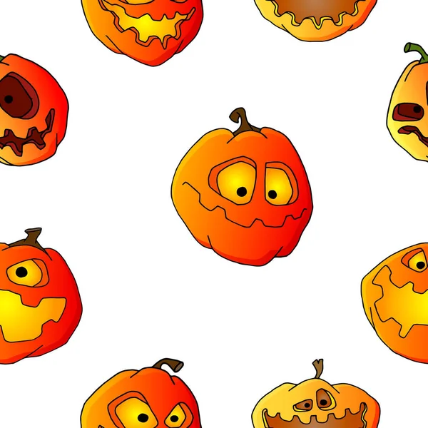 Halloween Conjunto Calabaza Patrón Sin Costura — Vector de stock