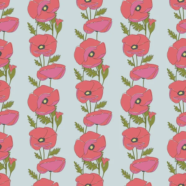 Seamless pattern with poppy flowers — Stock Vector