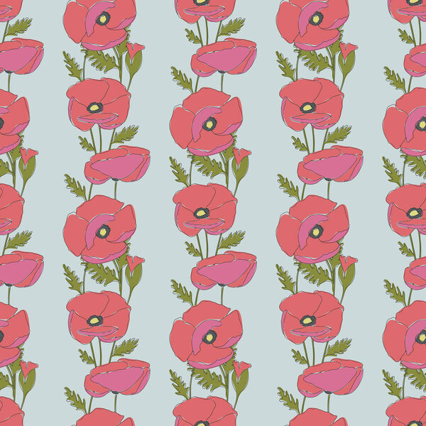 Seamless pattern with poppy flowers