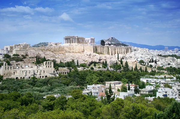 Panorama över Aten med Akropolis, Grekland. Vacker utsikt över resterna av antika Aten stad. — Stockfoto