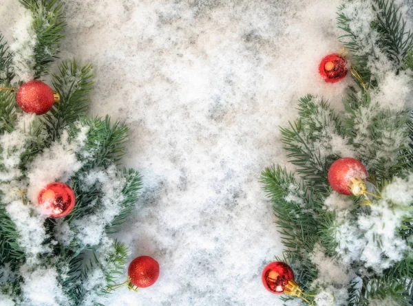 Suddig Julgran Snö Jul Ljus Bakgrund — Stockfoto