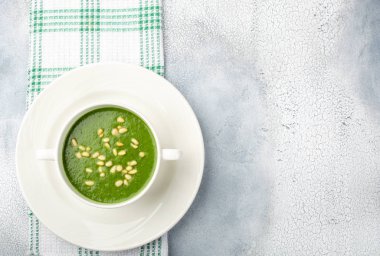 Sağlıklı, vejetaryen veya diyet gıda kavramı: krem spin