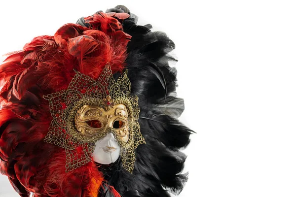 Carnaval italiano. Máscara veneciana roja negra y dorada. Misterioso e — Foto de Stock