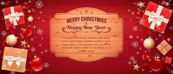 Carte Noël Avec Salutation Joyeux Noël Illustration Avec Couronne Noël — Image vectorielle