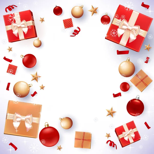 Christmas Card Greeting Merry Christmas Illustration Christmas Wreath Balls Stars — Stock Vector