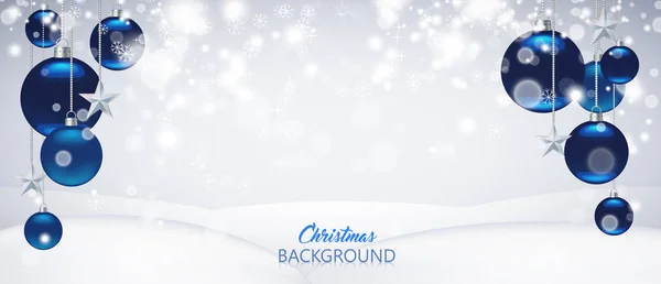 Fondo Navidad Azul Año Nuevo Con Bolas Navidad Azul Esmerilado — Vector de stock