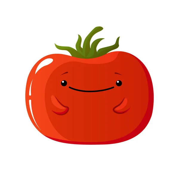 Icono de vector de tomate. Objeto estilo de dibujos animados. Carácter de tomate Kawaii. Ilustración para pegatina . — Vector de stock