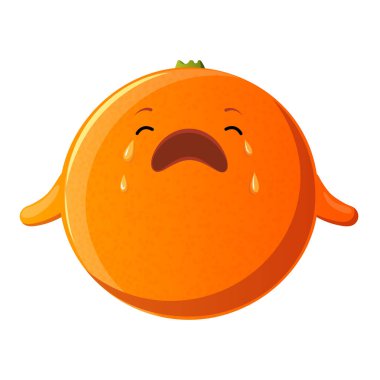 Tatlı turuncu karakter. Beyaz arkaplanda izole edilmiş Kawaii meyve vektör karakterleri