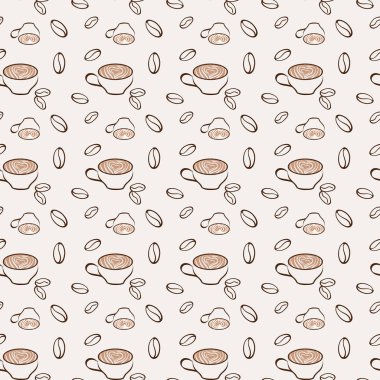 Kahve sorunsuz arka plan. Duvar kağıdı kavramı. Bakla ve yürekleri Kupası.