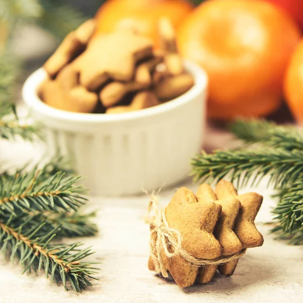 Lebkuchen Duftende Mandarinen Neujahr Geschenk — Stockfoto