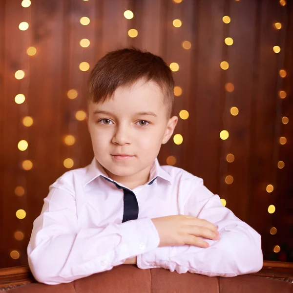 Criança Natal Ano Novo Férias Véspera Natal Belo Retrato Rapazinho — Fotografia de Stock