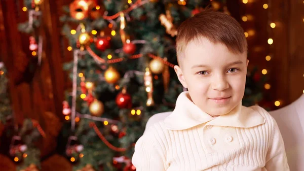 Маленький Мальчик Красивый Портрет Брат Сестра Новогодний Рождественский Ребенок Канун — стоковое фото
