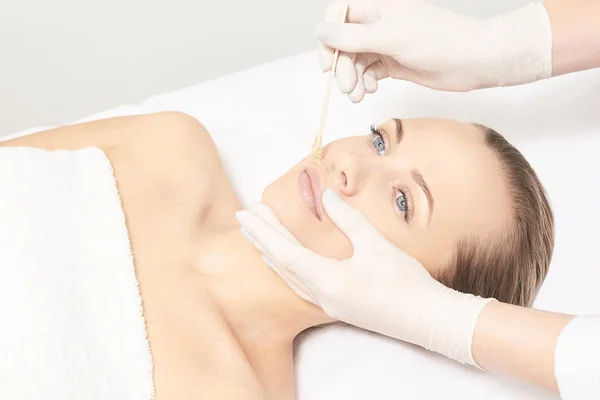Depilation Spa Procedure Woman Hair Remove Waxing Epilation Sugaring Lip — Stock Photo, Image