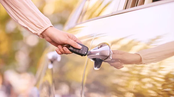 Chave Carro Alugar Veículo Segurança Bloqueio Estilo Vida — Fotografia de Stock