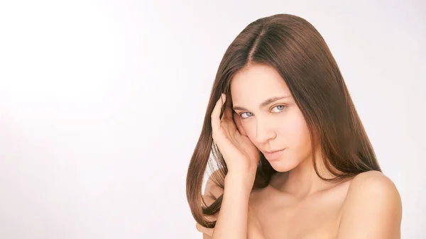 Schönheitskosmetologie Gesicht Mädchengesichtsporträt Hydra Creme Und Injektion Dermatologie Weibliches Modell — Stockfoto