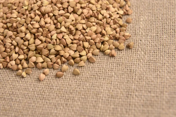 Buckwheat Grains Healthy Food Brown Background — Stock Photo, Image