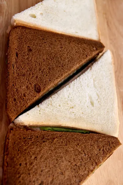 White Black Bread Green Salad Sandwich Ham — Stock Photo, Image