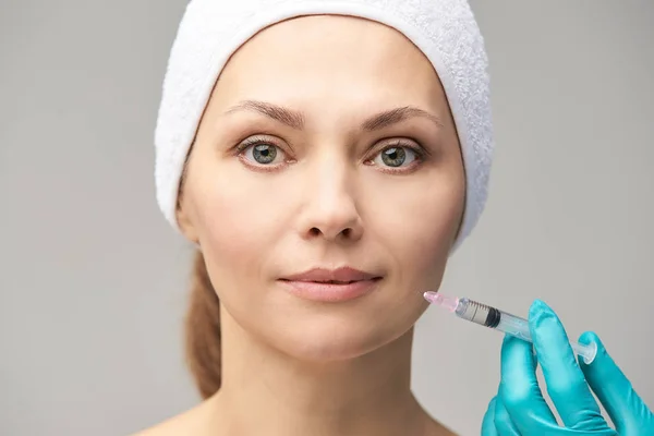 Tratament Injectabil Facial Trombocite Piele Prp Injecție Bogată Plasmă Femeia — Fotografie, imagine de stoc