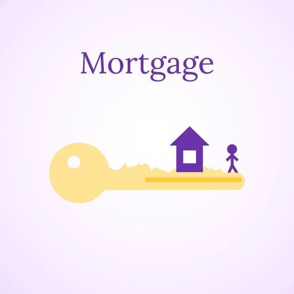 抵押贷款图标 房地产插图 家和钥匙 矢量图像 — 图库矢量图片