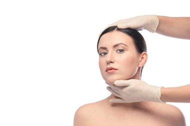 Güzellik kız kozmetoloji testi. Doktor eldivenleri