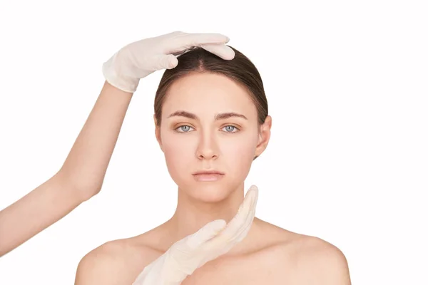 Beauty girl cosmetology test. Doctor gloves — Stock Photo, Image