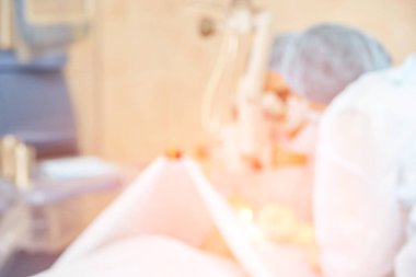 Tıbbi geçmişi bulanık. Ambulans veteriner odası. Mavi hastane