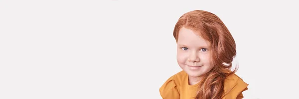 Red hair. Girl head portrait. Attractive little woman — Stock Photo, Image