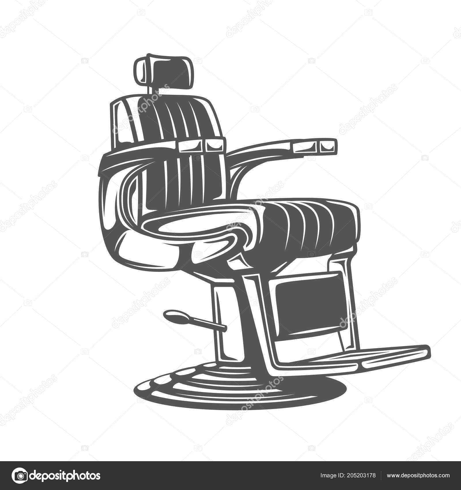 Cadeira de barbeiro isolada em fundo preto elemento de design