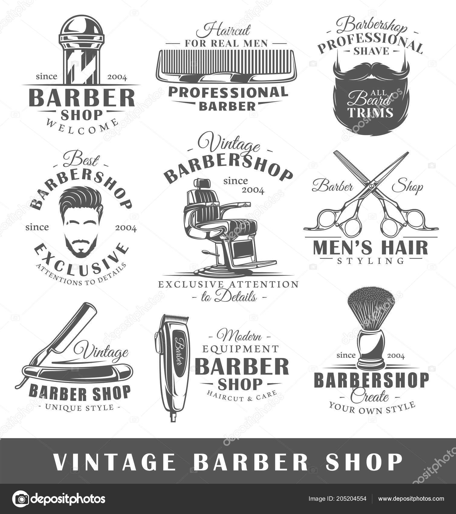 Barber shop vintage logo design Royalty Free Vector Image