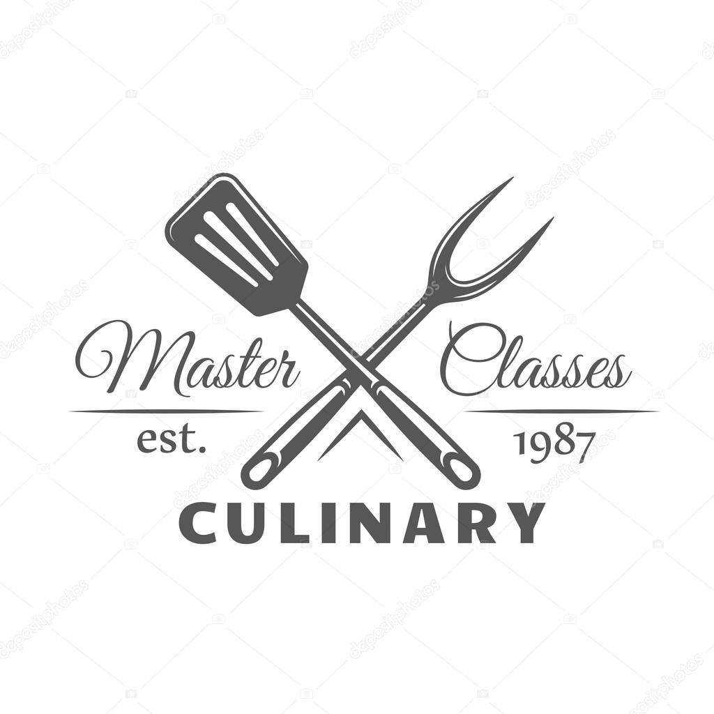 Cooking label isolated on white background. Design element. Vector illustration