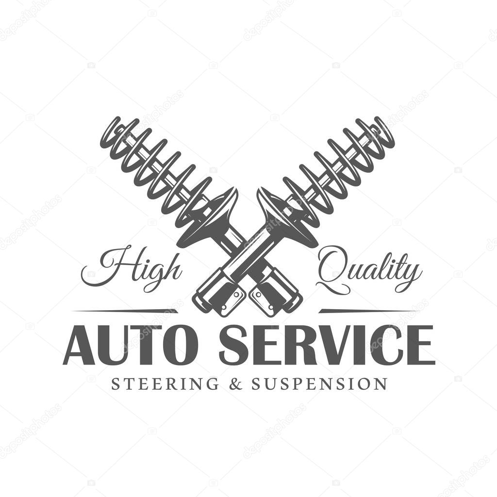 Car service label isolated on white background. Design element. Vector illustration