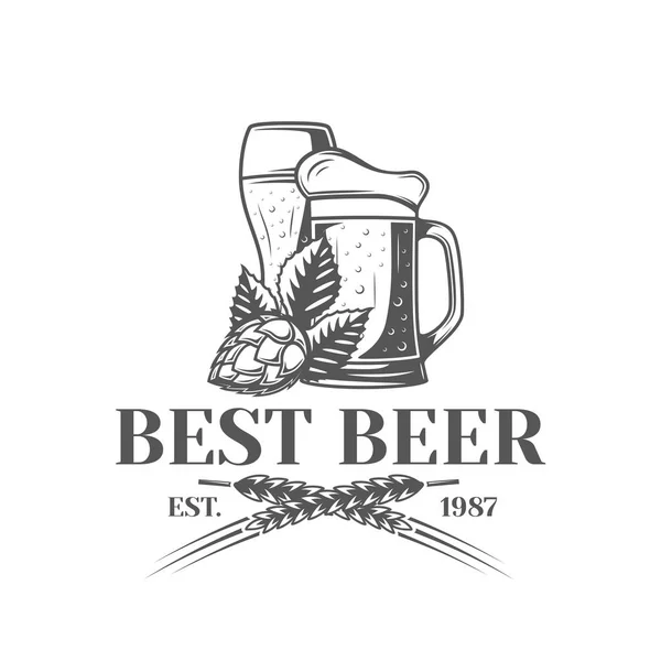 Étiquette Bière Isolée Sur Fond Blanc Élément Design Illustration Vectorielle — Image vectorielle
