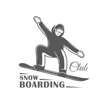 Beyaz arka plan üzerinde izole vintage snowboard etiket. Vektör çizim