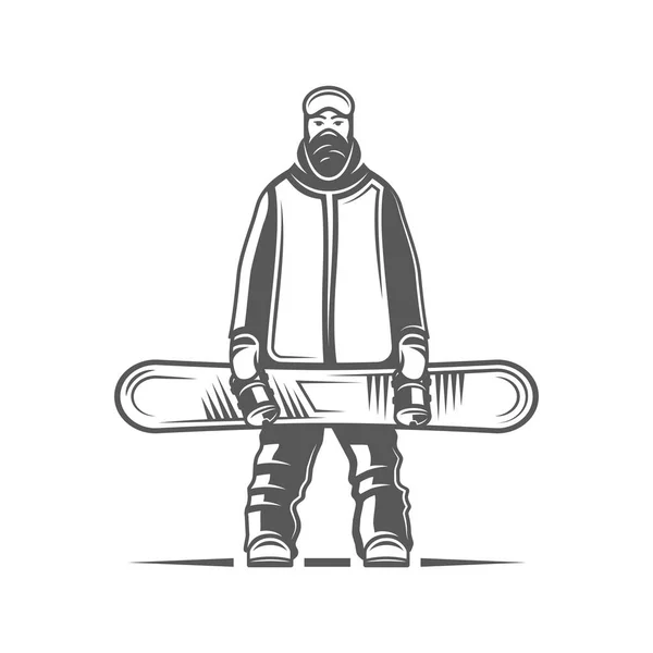 Snowboardzista Izolowana Białym Tle Ilustracja Wektorowa — Wektor stockowy