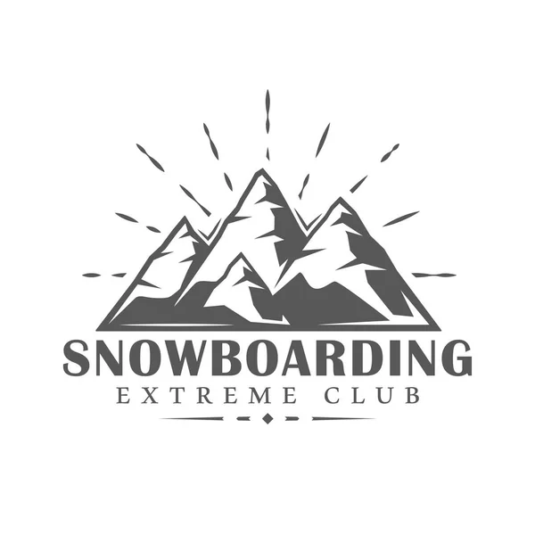 Vintage Snowboard Címke Elszigetelt Fehér Background Vektoros Illusztráció — Stock Vector