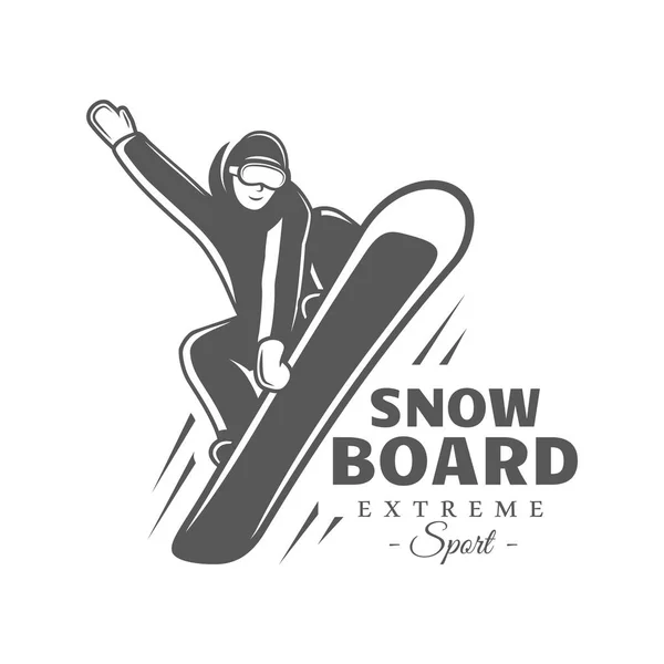 Beyaz Arka Plan Üzerinde Izole Vintage Snowboard Etiket Vektör Çizim — Stok Vektör