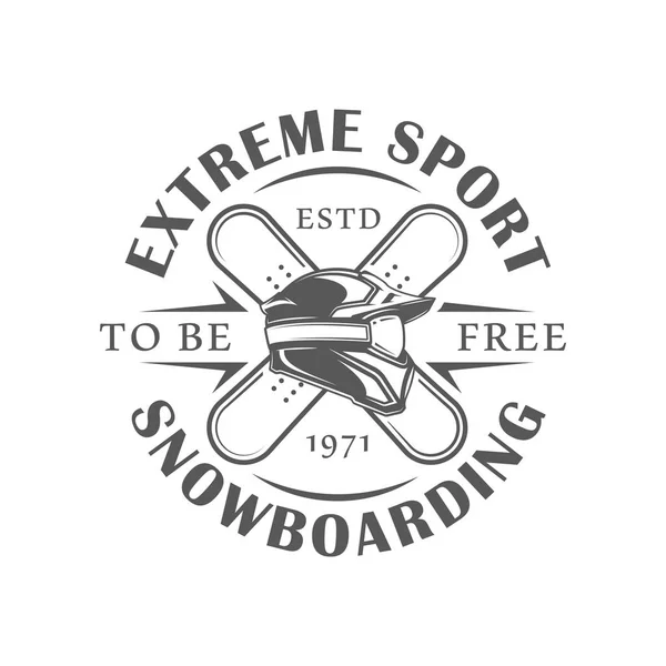 Beyaz Arka Plan Üzerinde Izole Vintage Snowboard Etiket Vektör Çizim — Stok Vektör