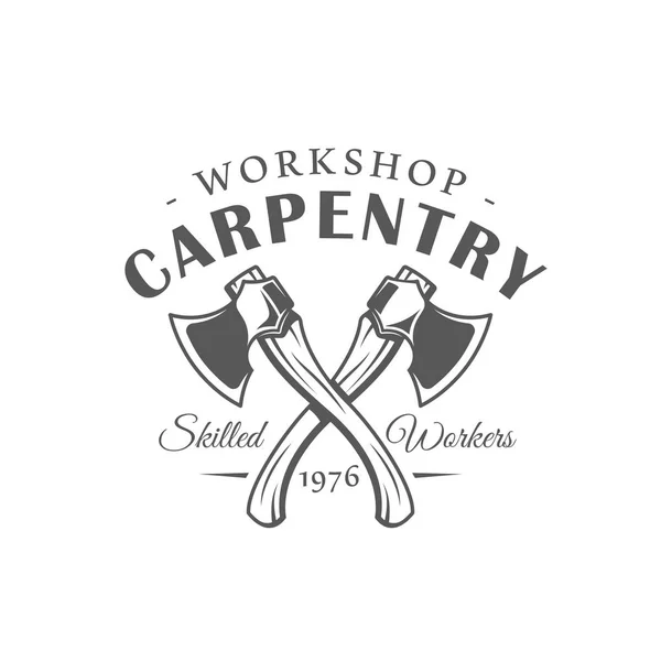 Axes. Modern carpentry label — Stock Vector