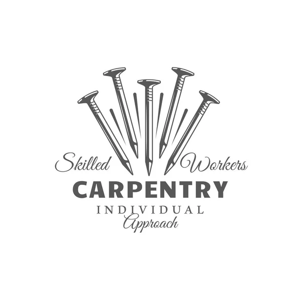 Uñas. Etiqueta de carpintería moderna — Vector de stock