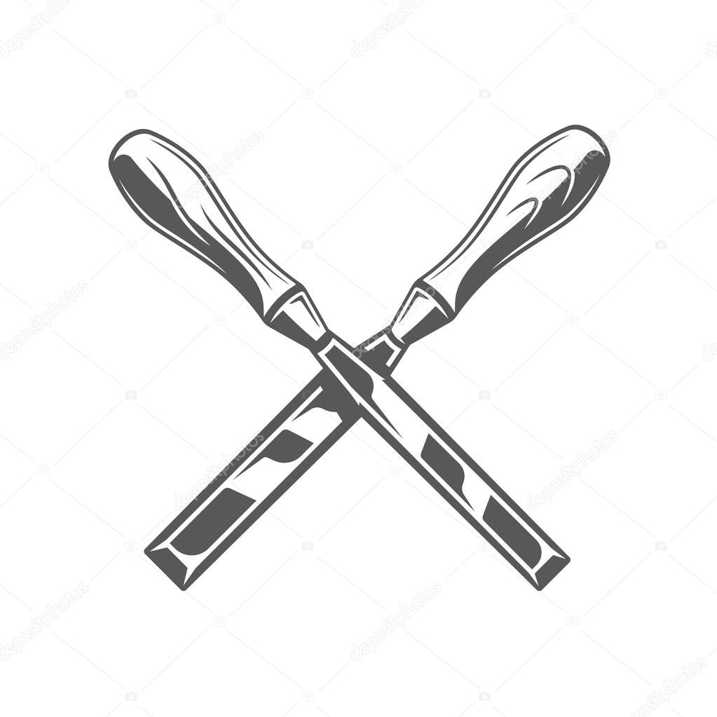 Chisels isolated on white background. Modern carpentry tool. Vector illustration