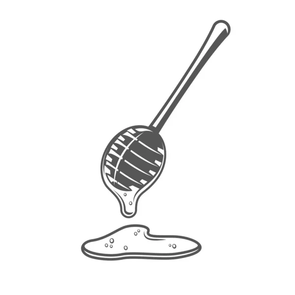 흰색 배경에 고립 된 꿀 숟가락 — 스톡 벡터