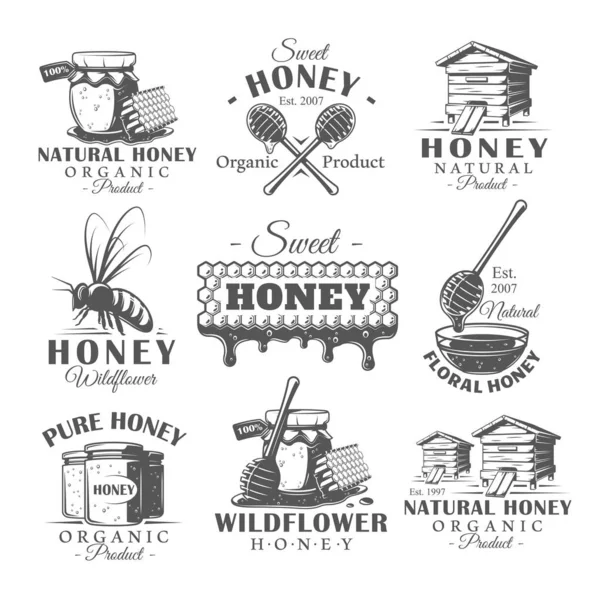 Set of vintage honey labels — Stock Vector