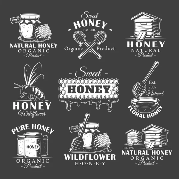 Set of vintage honey labels — Stock Vector
