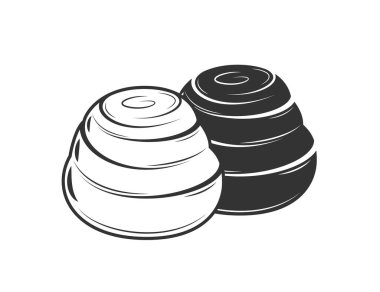 Bun beyaz arka planda izole edildi. Fırın tasarım elemanları. Vektör illüstrasyonu