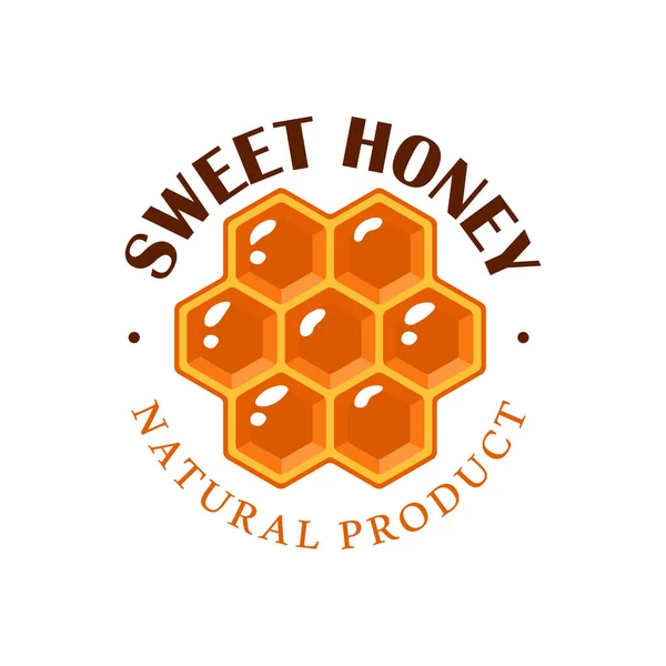 Honeycomb Diisolasi Dengan Latar Belakang Putih Label Madu Logo Konsep - Stok Vektor