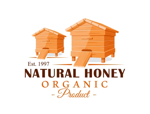 Sarang Lebah Terisolasi Pada Latar Belakang Putih Label Madu Logo - Stok Vektor