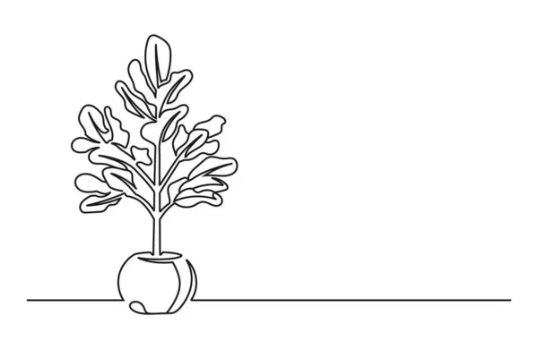 Nepřetržitá Kresba Květiny Květináči Krásná Květina Izolované Bílém Pozadí Vektorová — Stockový vektor