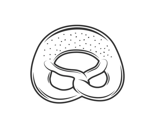 Pretzel Isolé Sur Fond Blanc Éléments Conception Boulangerie Illustration Vectorielle — Image vectorielle