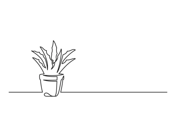 Continuous line drawing of a flower in a pot. Beautiful flower Isolated on a white background. Vector illustration — Stock Illustration Continuous Line Drawing Flower Pot Beautiful Flower Isolated White Background Royalty Free Stock Vectors