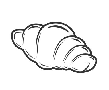 Kruvasan beyaz arka planda izole edilmiş. Fırın tasarım elemanları. Vektör illüstrasyonu